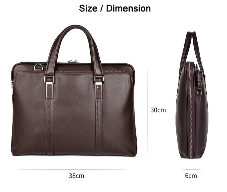 Leather Business Shoulder Bag 15.6" Black