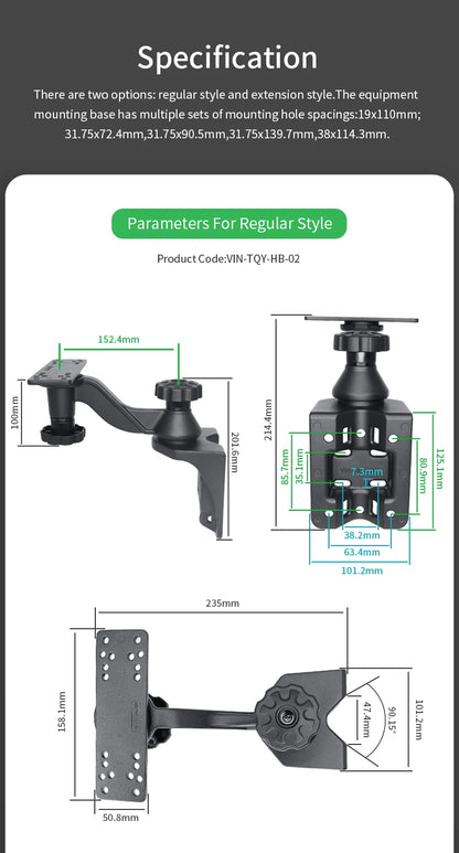 Adjustable Swing Arm 6 for Fish Finder Installation