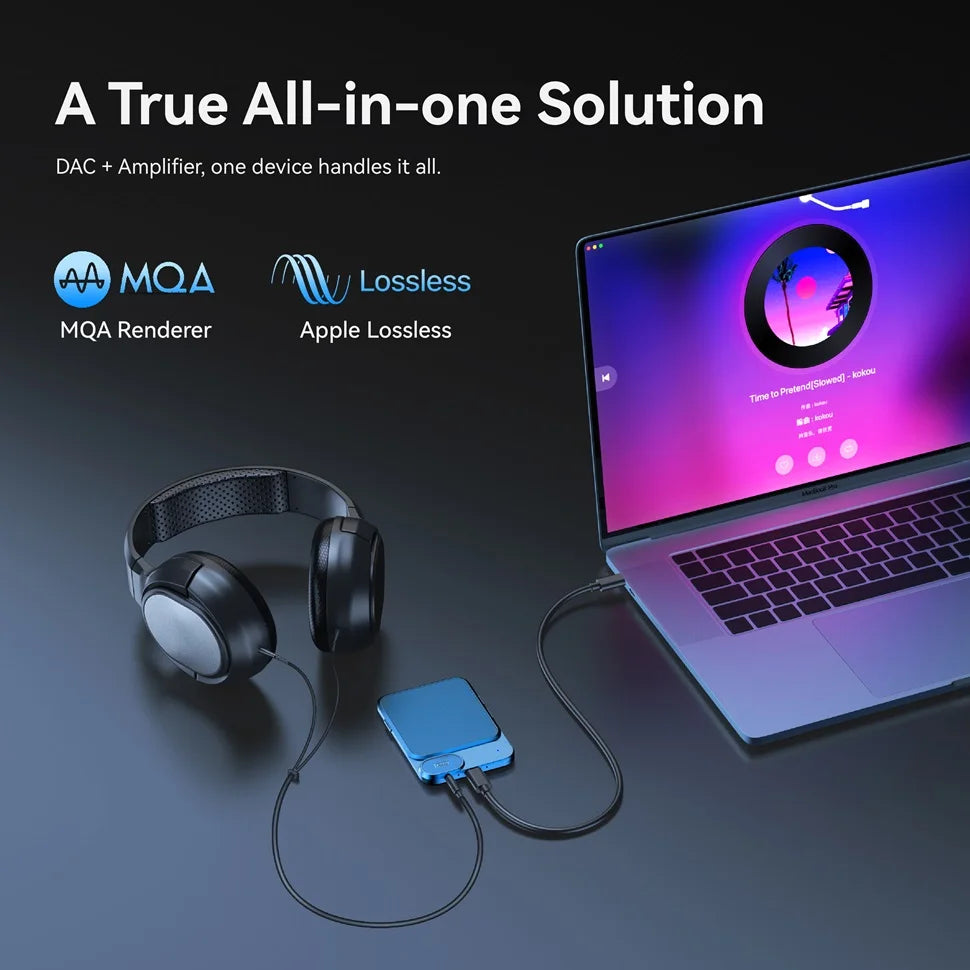 Portable Bluetooth DAC Headphone Amplifier 1160mAh Gray