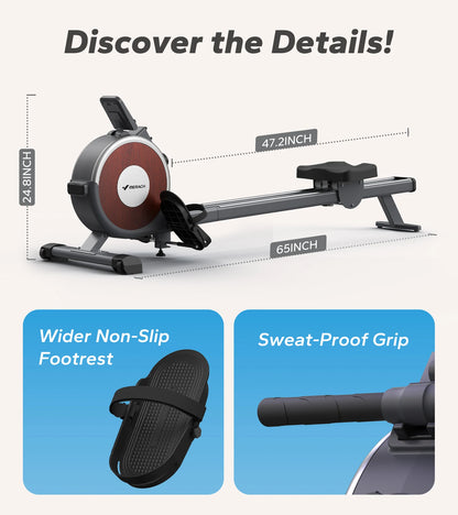 16 Level Magnetic Rowing Machine Dual Slide Rail