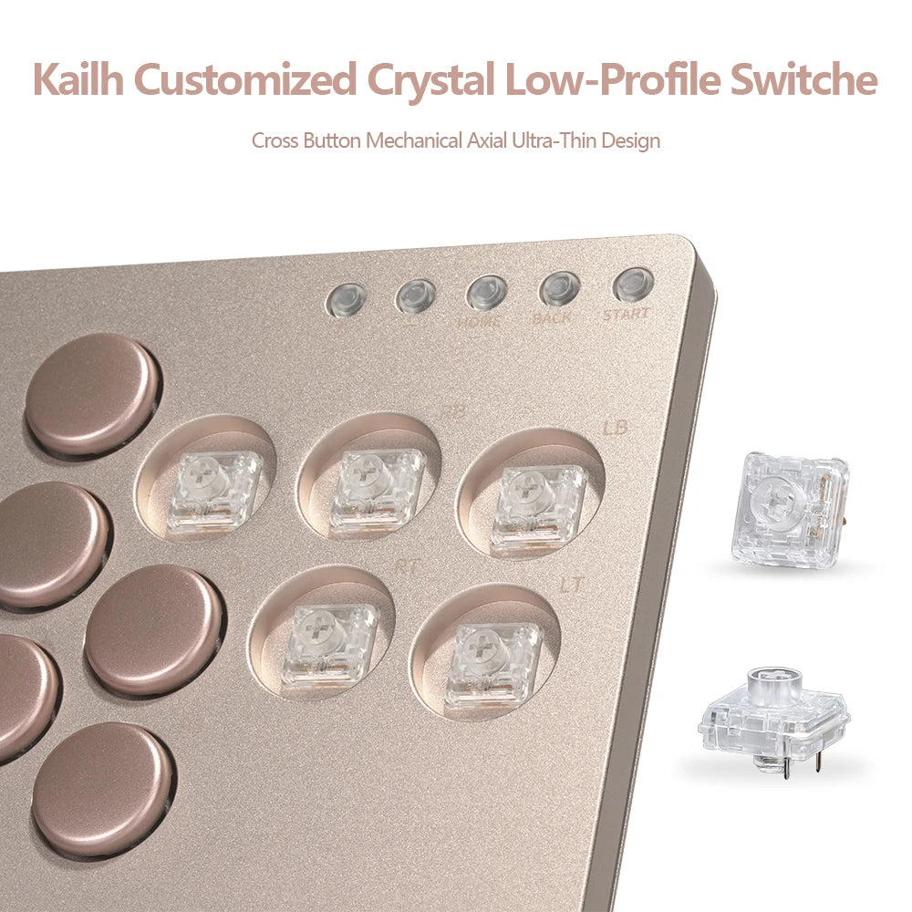 Gold Leverless Arcade Stick Fighting Game Controller