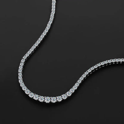 Moissanite 20 Inch Tennis Necklace 925 Silver Plated