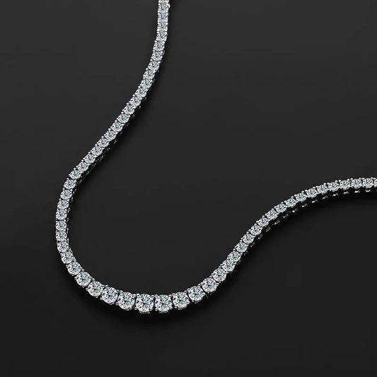 Moissanite 20 Inch Tennis Necklace 925 Silver Plated