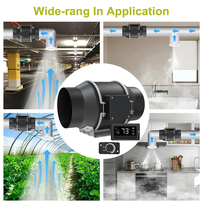 6 Inch Inline Duct Fan EC Motor 350 CFM High Airflow