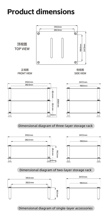 Modular Desktop HiFi Equipment Rack CD Decoder Amplifier Stand