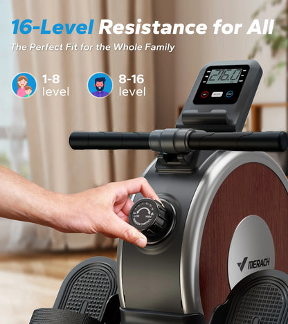 16 Level Magnetic Rowing Machine Dual Slide Rail