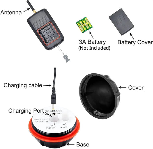 Rechargeable Fish Finder with Wireless Sensor and Depth Alert