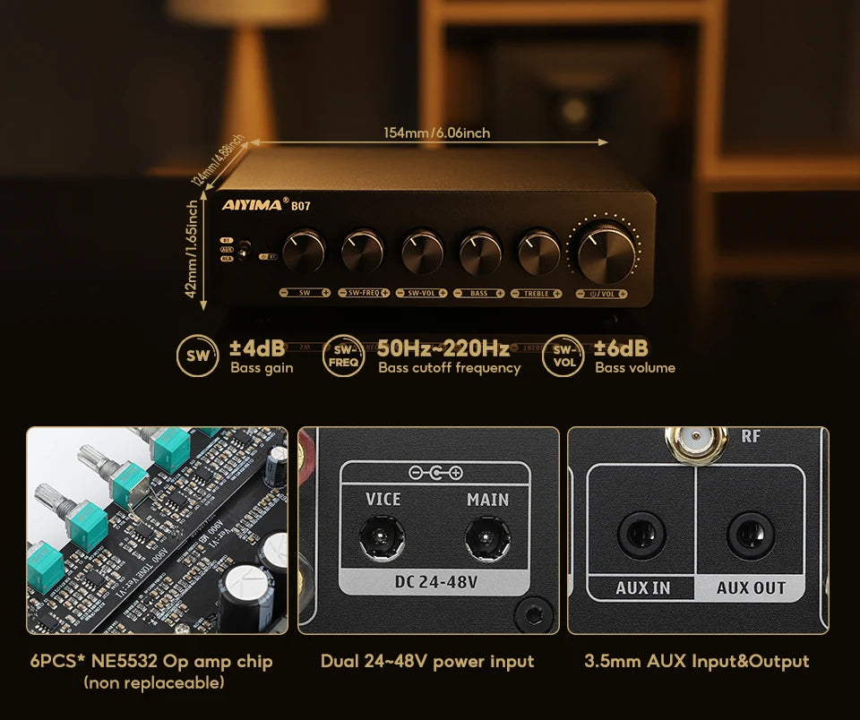 HiFi Bluetooth Amplifier 2.1 Channel with RCA and Sub Out