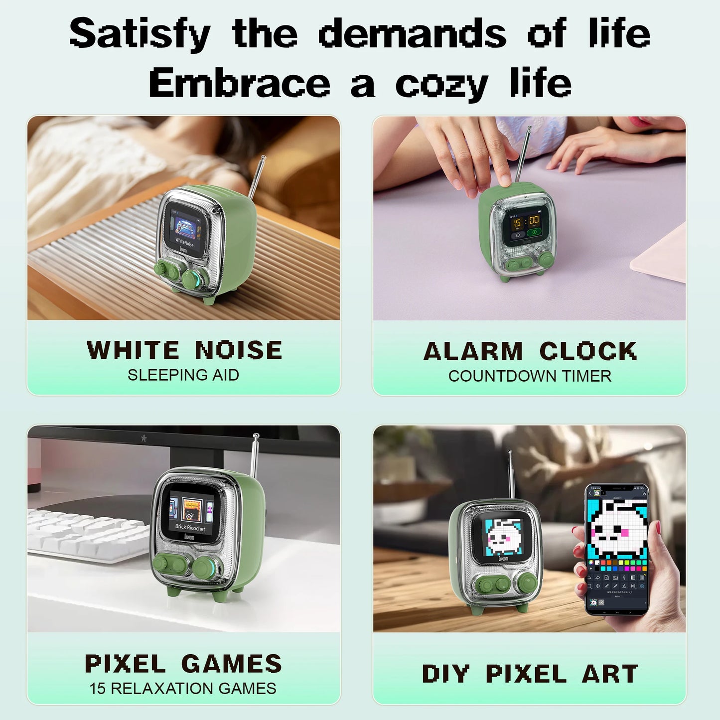 Portable Retro Bluetooth Speaker with White Noise Sleep Aid