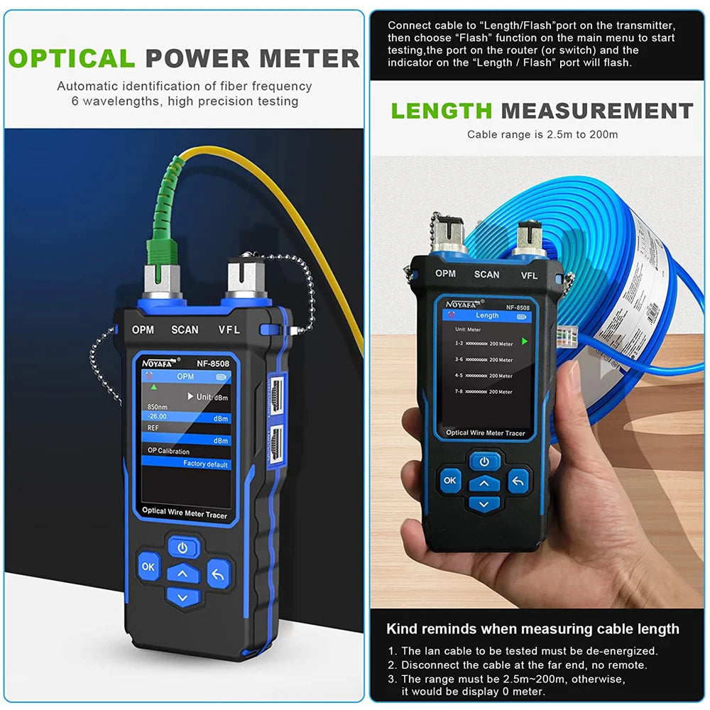 LCD Network Cable Tester with Wiremap PoE and Length Meter