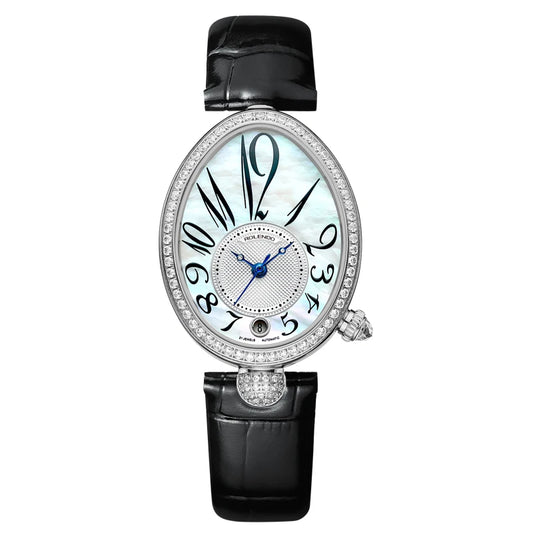 Automatic Women's Watch Black Leather Sapphire Crystal