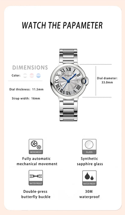 Blue Automatic Watch with Sapphire Glass Dial