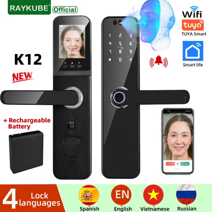 22x200 WiFi Door Lock with Screen & Rechargeable Battery
