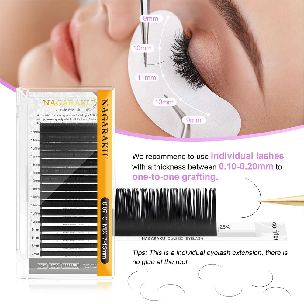 0.10mm Lightweight Mink Eyelash Extensions 50 Case Set