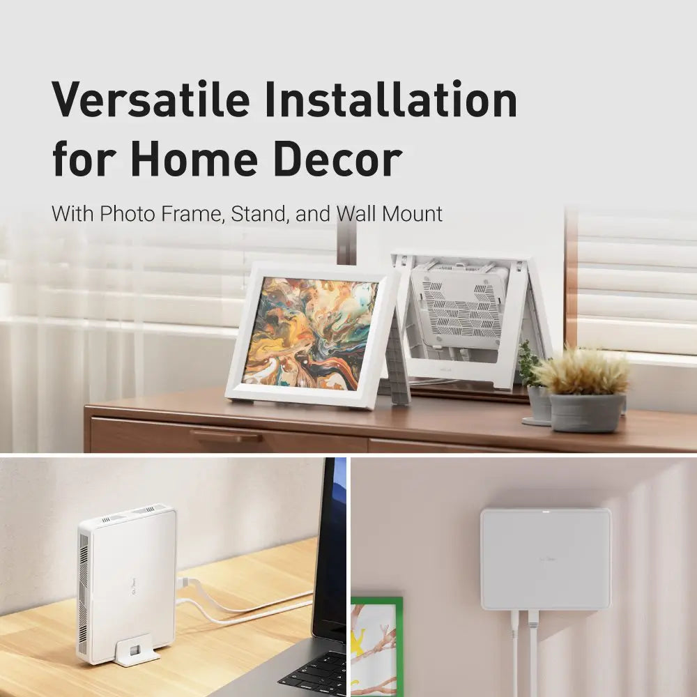 Wireless Router Display Wall-Mountable WiFi 6 Router with Photo Frame and Gigabit Ports ...