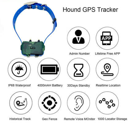 Hunting Dog GPS Tracker with 4000mAh Battery Blue