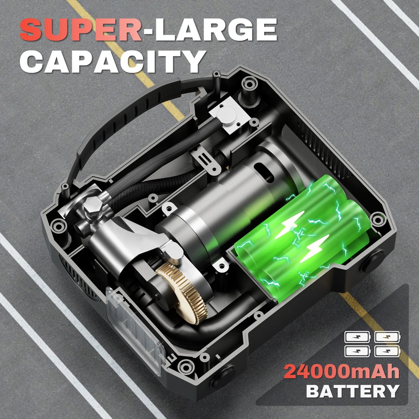 Rechargeable Car Tyre Inflator 24000mAh Air Compressor