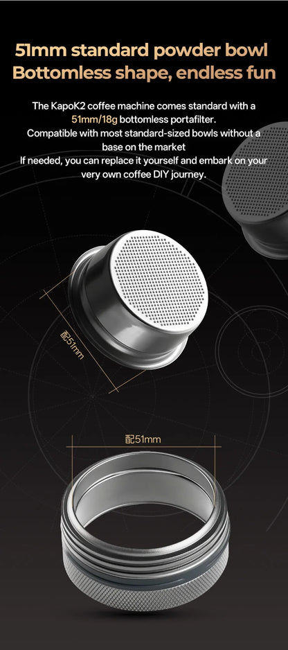 Portable Espresso Machine 58 mm Basket 18-20 g Capacity