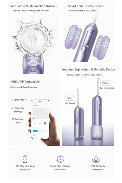 Electric Water Flosser Smart Oral Irrigator Color Screen