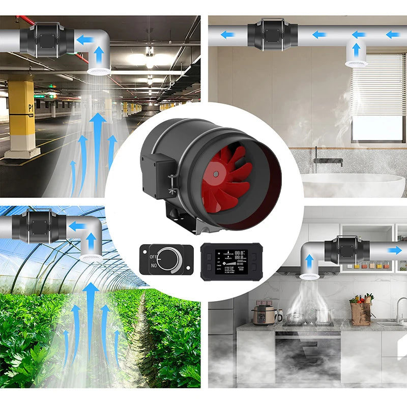 High Airflow 553 CFM Inline Exhaust Fan for Duct Systems
