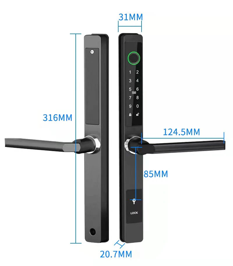 Waterproof Smart Sliding Door Lock Fingerprint Bluetooth PIN
