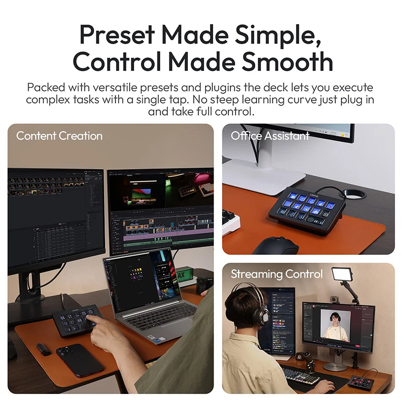 13-Key LCD Smart Stream Controller for Video Editing Gaming Office