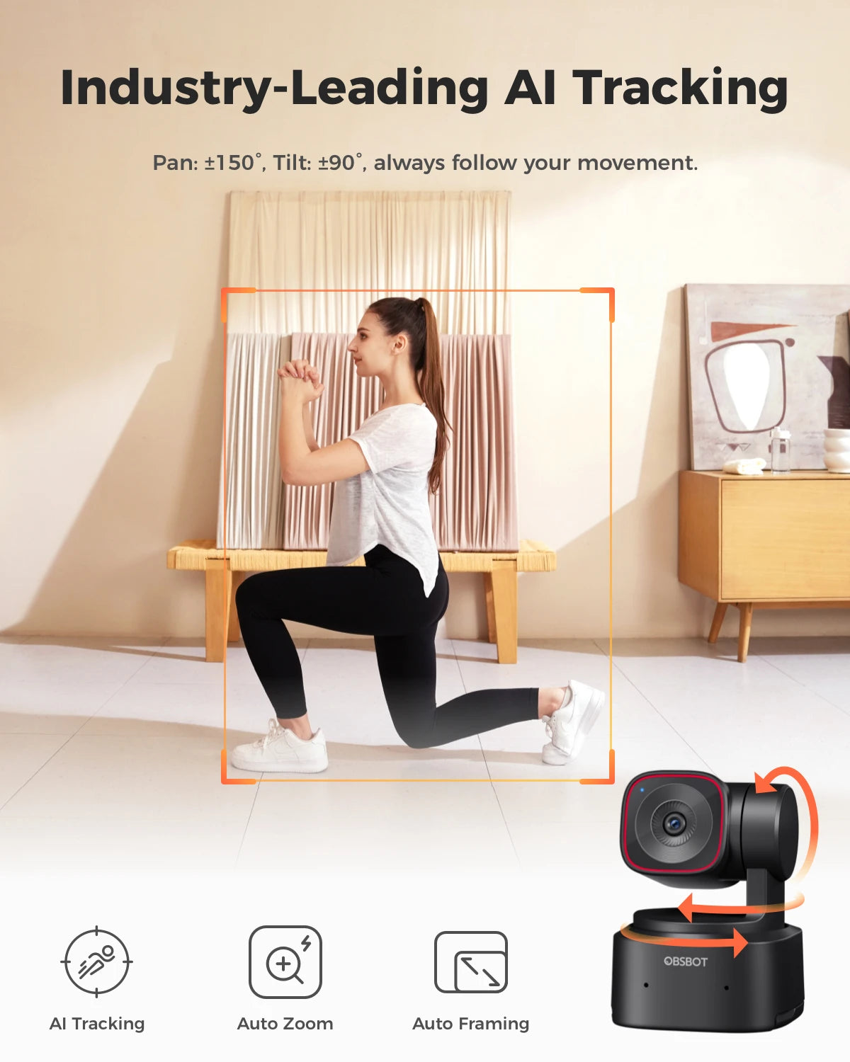 4K AI Tracking Webcam with Gesture Control and Microphone