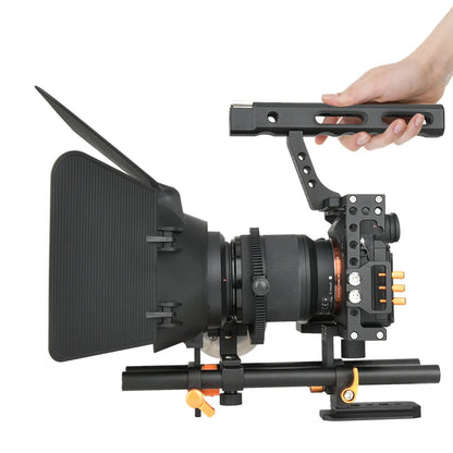 Professional Camera Cage with Dual Cold Shoe Mounts Orange