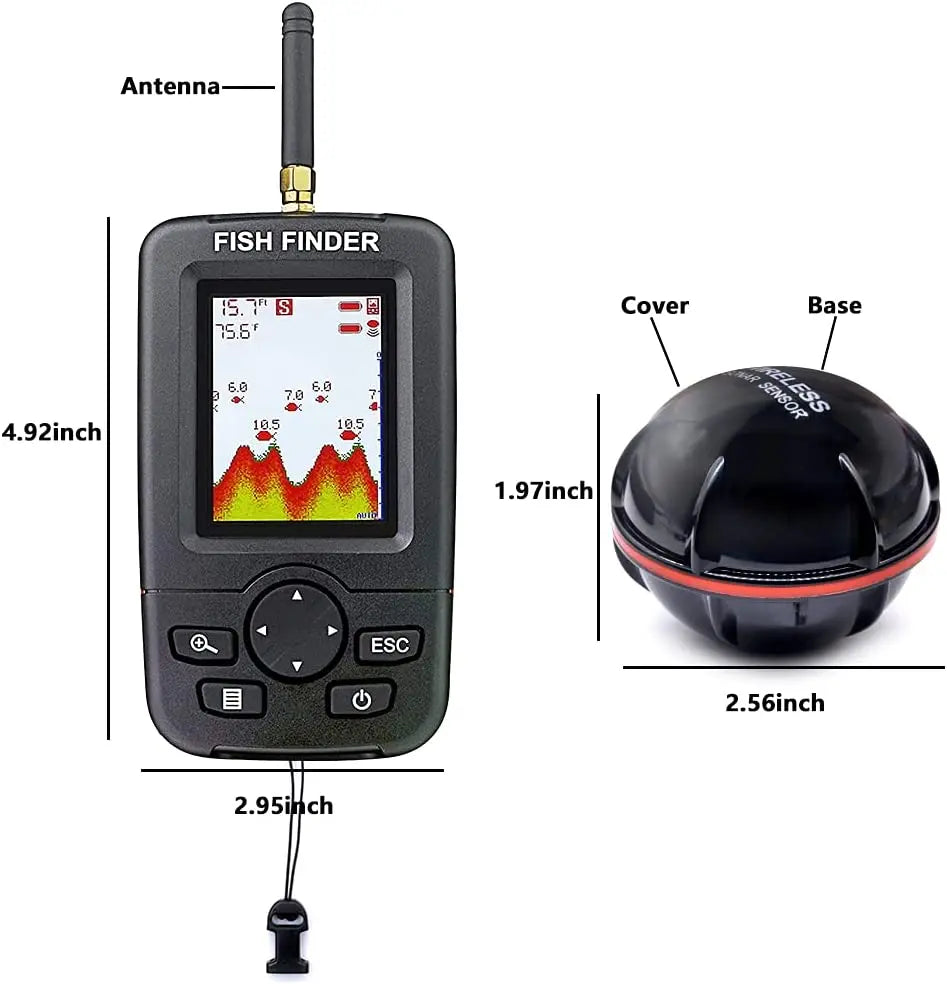 Rechargeable Fish Finder with Wireless Sensor and Depth Alert