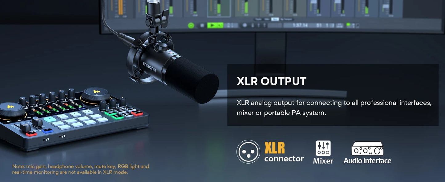 Dual Output Dynamic Microphone with Studio Controls Black