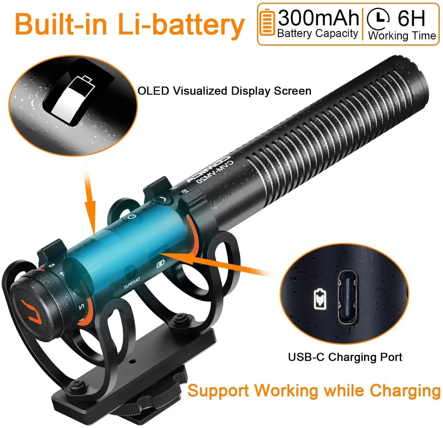 Professional Super Cardioid Camera Shotgun Microphone with Shock Mount