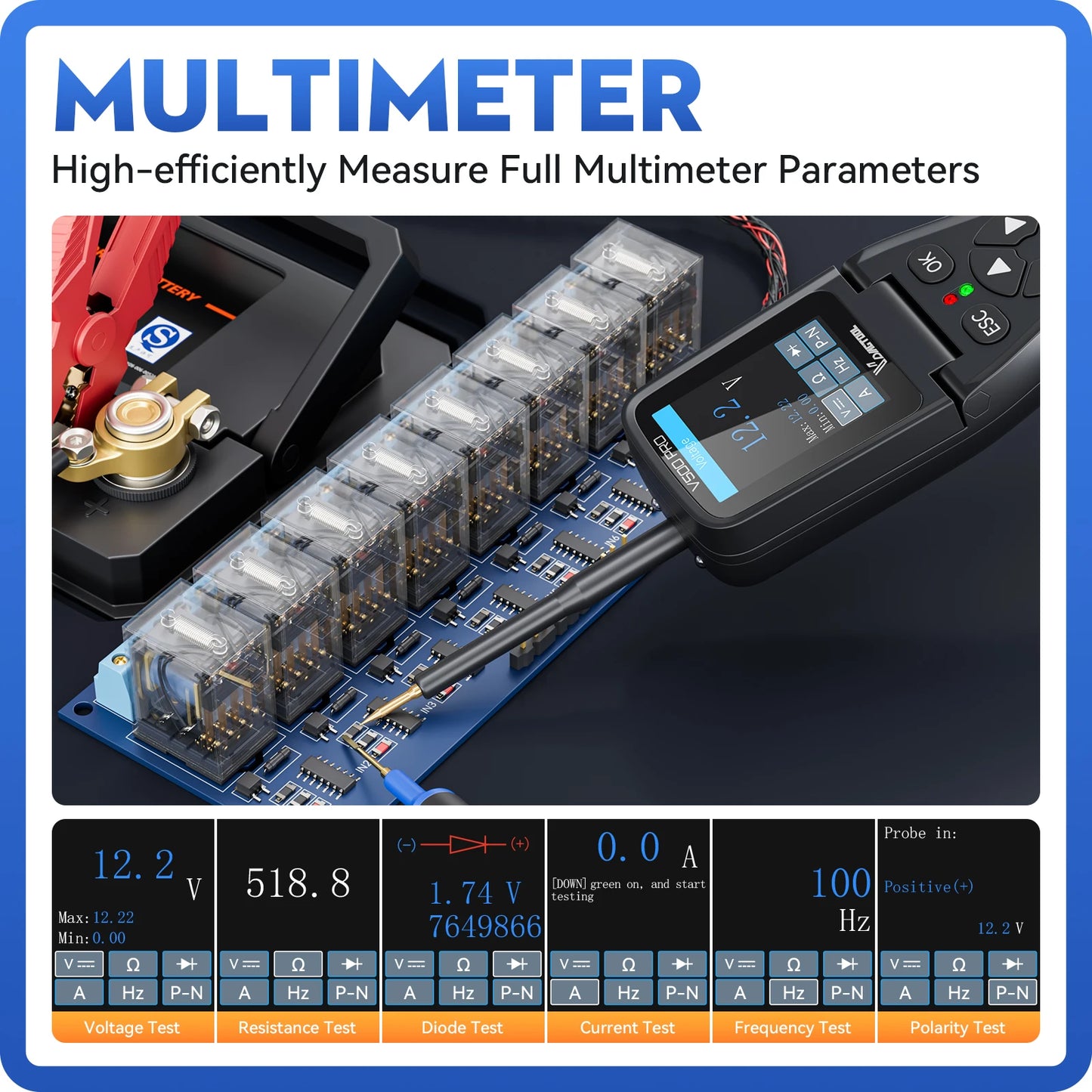 500 PRO Car Power Circuit Probe & Injector Tester
