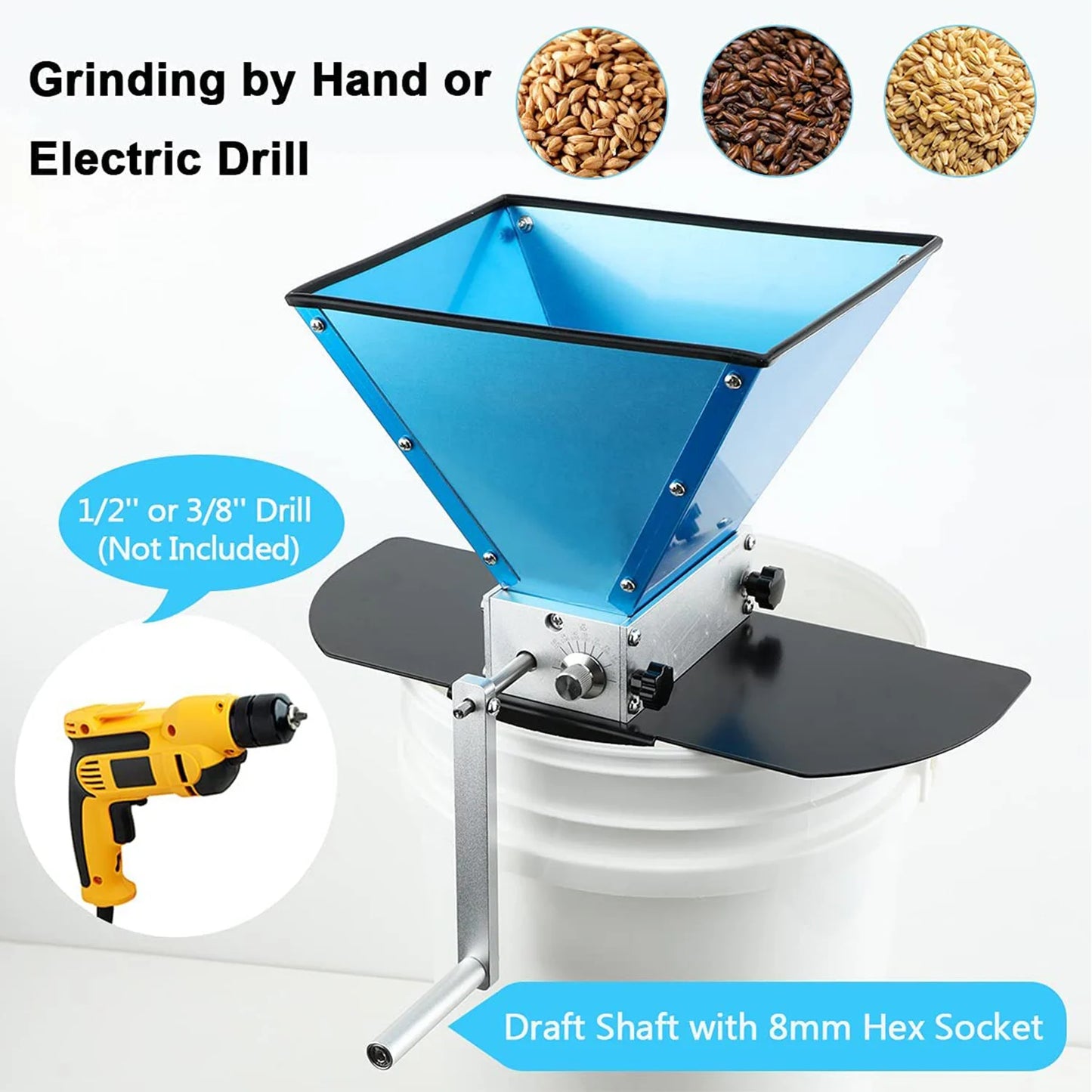 2 Roller Malt Mill with Metal Base for Homebrew