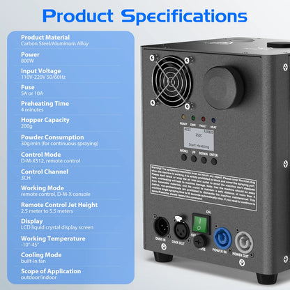 800W Cold Spark Machine with DMX Control for Events