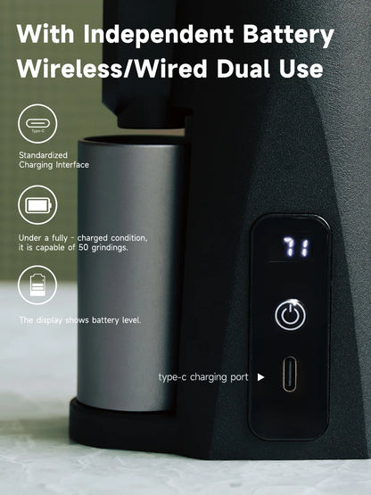 Portable Electric Coffee Grinder USB-C Black Gray