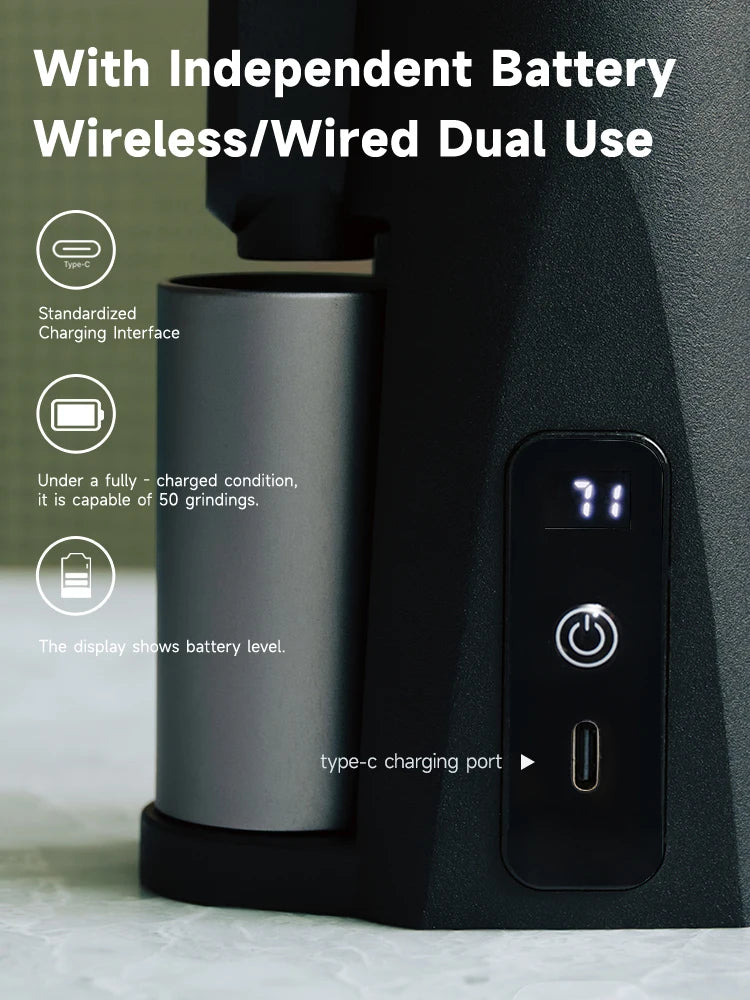 Mini Coffee Grinder Stepless Burr Black