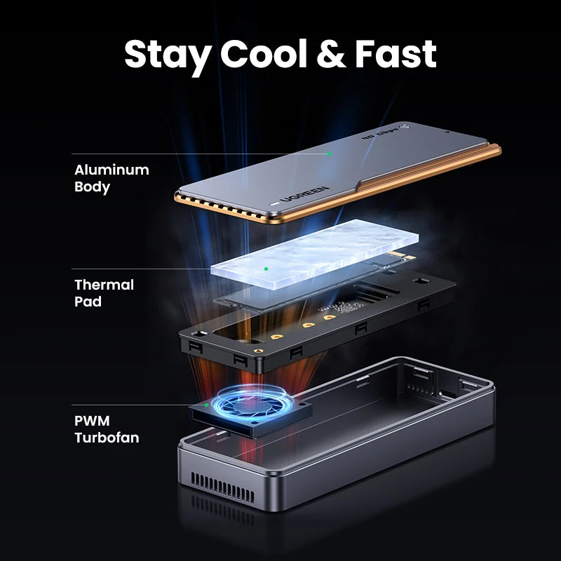 40Gbps USB4 NVMe SSD Enclosure Aluminum Cooling Case