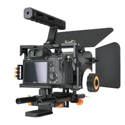 Professional Camera Cage with Dual Cold Shoe Mounts Orange