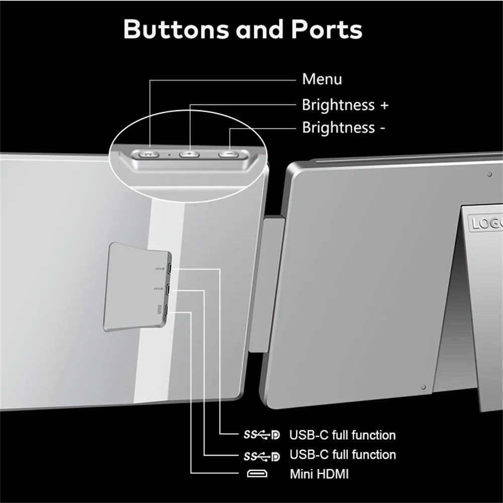 16" FHD IPS Portable Monitor with Backlit Display