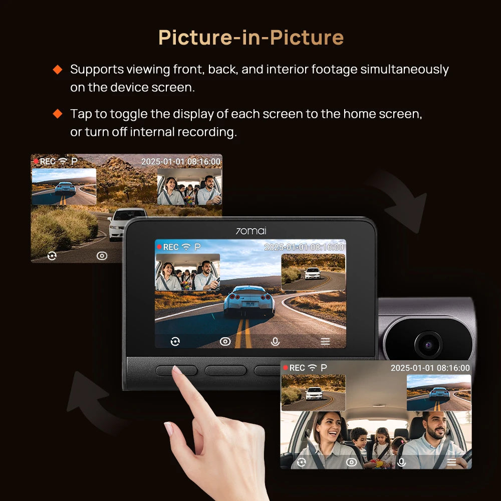 3-Channel 4K Dash Cam 4G GPS Live View 512GB