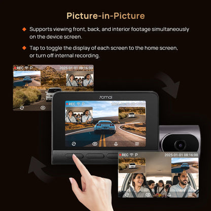 3-Channel 4K Dash Cam 4G GPS Live View 512GB