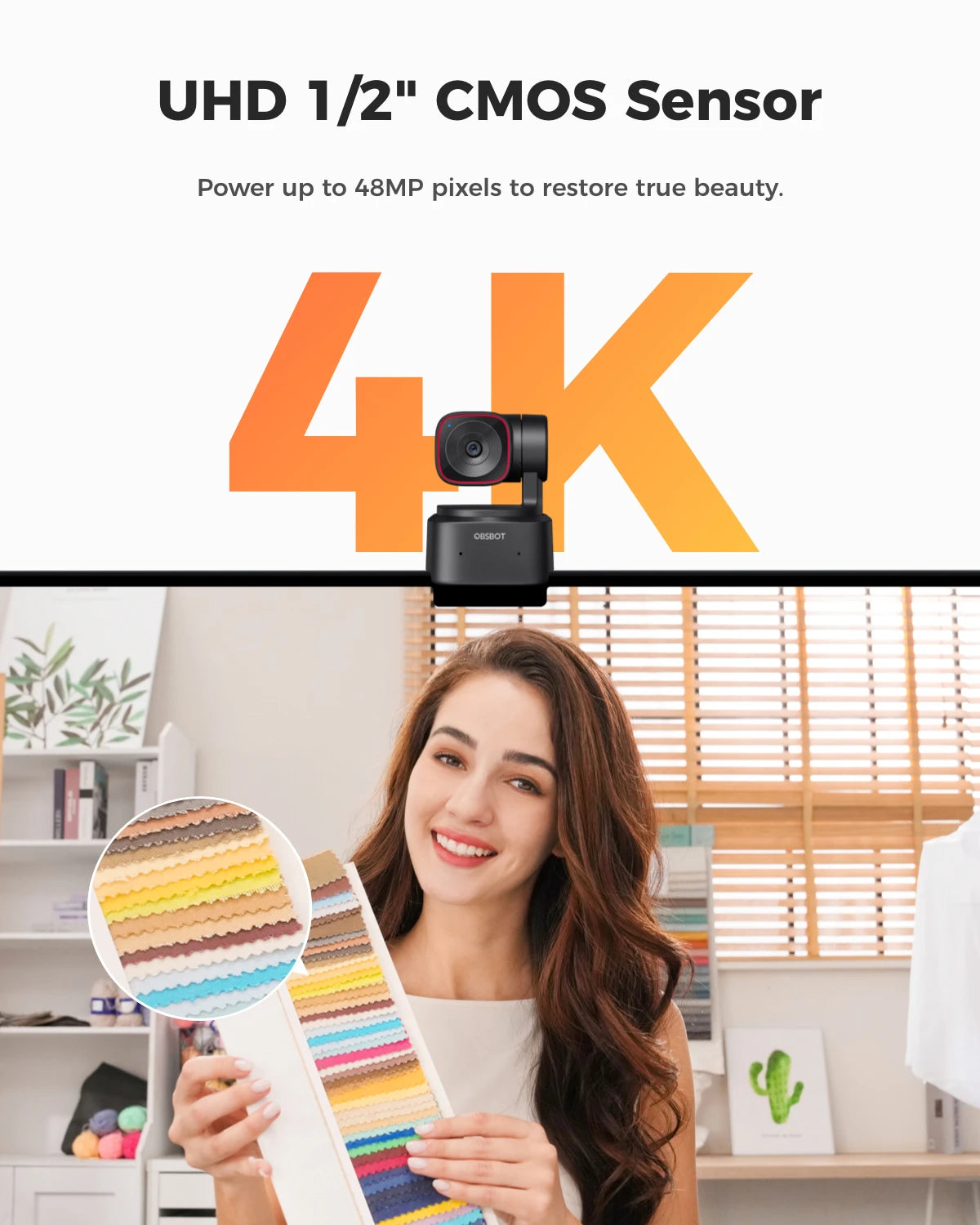 4K AI Tracking Webcam with Gesture Control and Microphone