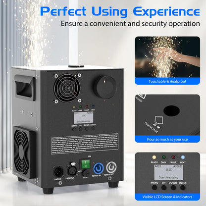 800W Cold Spark Machine with DMX Control for Events