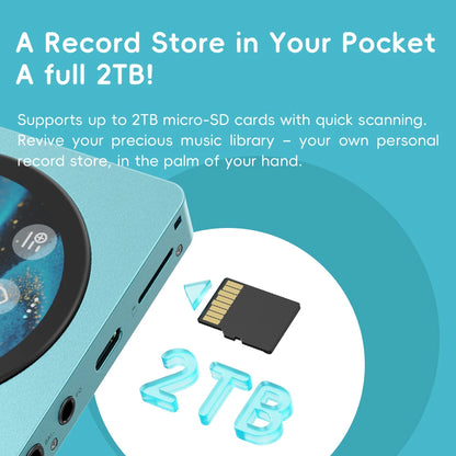 Sky Blue Portable Bluetooth LDAC Music Player Dual DAC Touchscreen