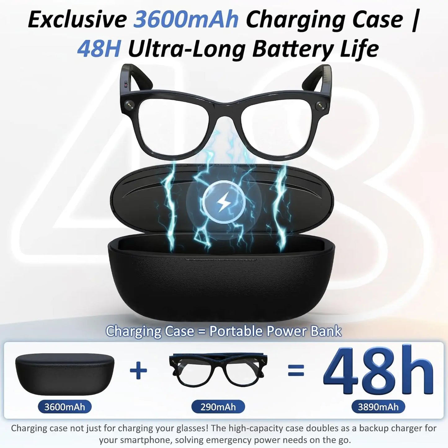 Black Color-Changing Smart Glasses Video Recording Camera