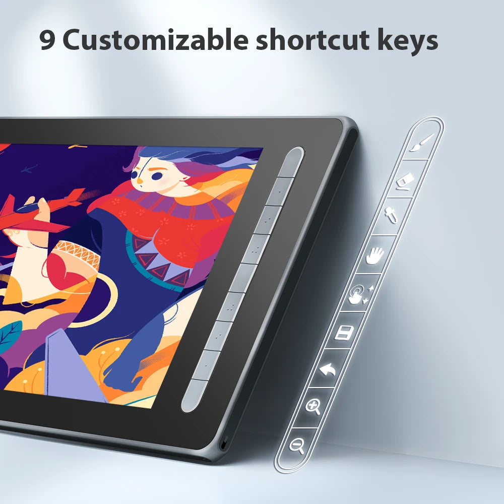Portable 13.3 Inch Drawing Tablet with 9 Shortcut Keys