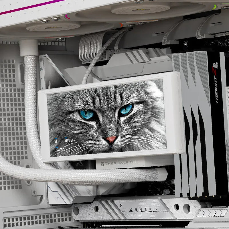 360 ARGB AIO CPU Cooler White with Custom LCD Display