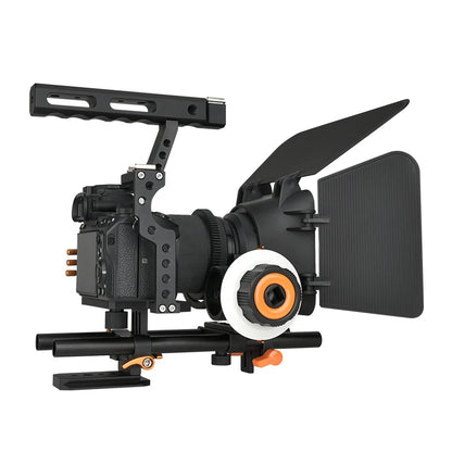 Professional Camera Cage with Dual Cold Shoe Mounts Orange