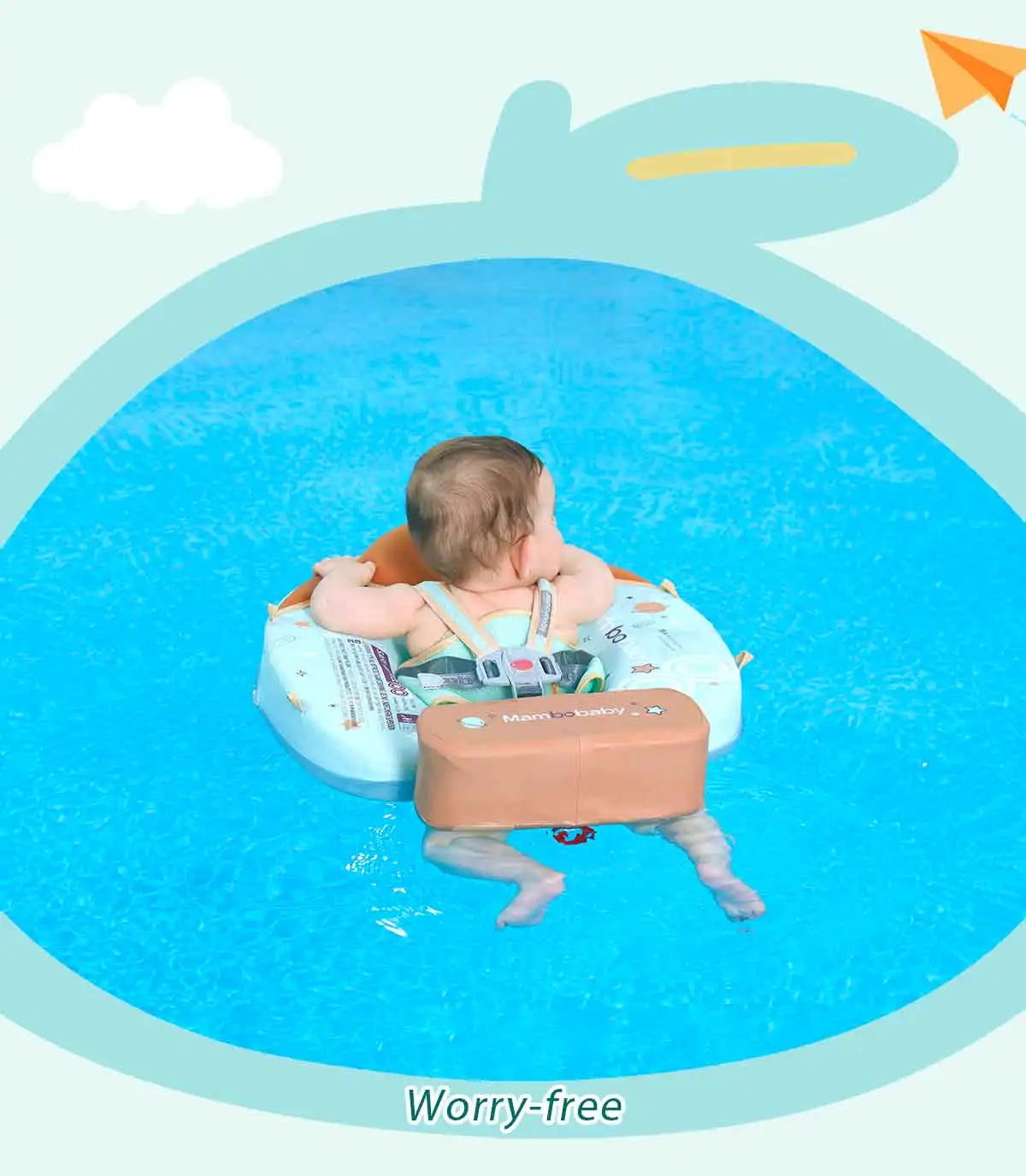 Baby Swim Float Light Green with Canopy and Safety Strap