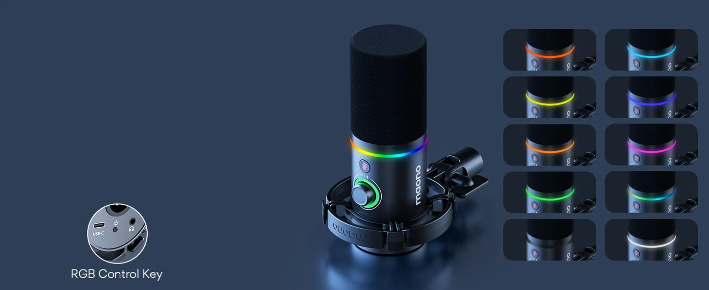 Pro USB Podcast Microphone with Tap to Mute Black